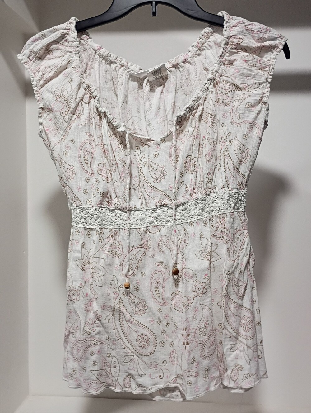 Vintage Y2K No Boundaries Paisley Lace Babydoll Top